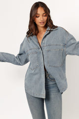 Cassie Oversized Denim Shacket - Blue