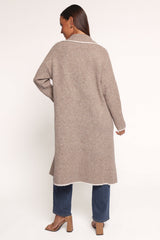 Katia Contrast Trim Coatigan - Beige