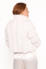 Velma Channel Faux Fur Jacket - Cream