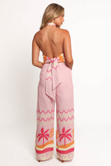 Aryn Halterneck Jumpsuit - Pink Palm