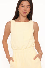 Brenna Cotton Jumpsuit - Baby Yellow