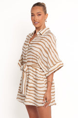 Peppiatt Batwing Romper - Tan Stripe