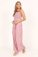 Amilia One Shoulder Jumpsuit - Stripe