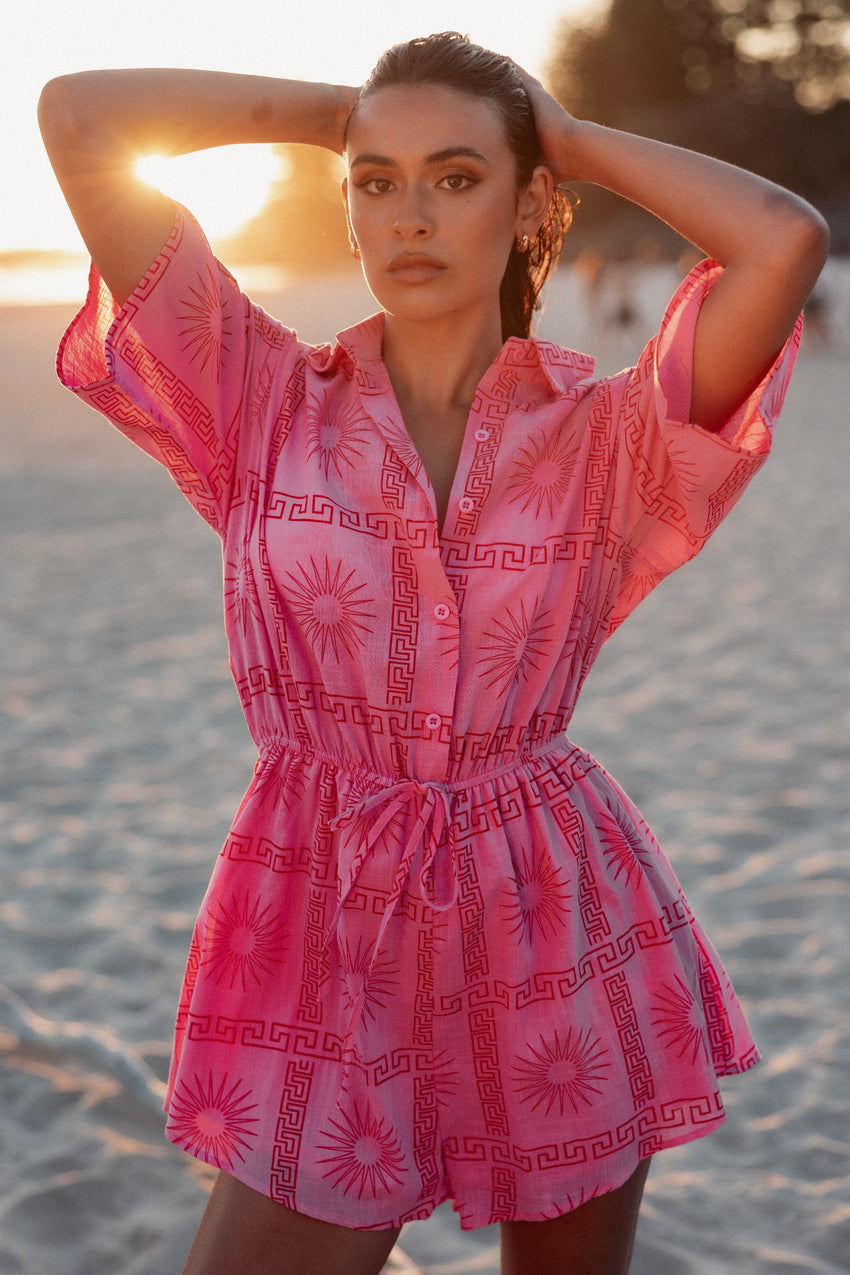 Ilios Romper - Pink Print