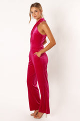 Liberty Velvet Jumpsuit - Magenta