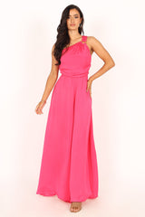 Sunanda One Shoulder Jumpsuit - Fuchsia