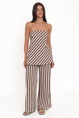 Kim Pant Set - Brown Stripe