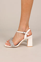 Allure Rhinestone Block Heel - White