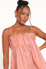 Carson Pleated Top - Peach Stripe